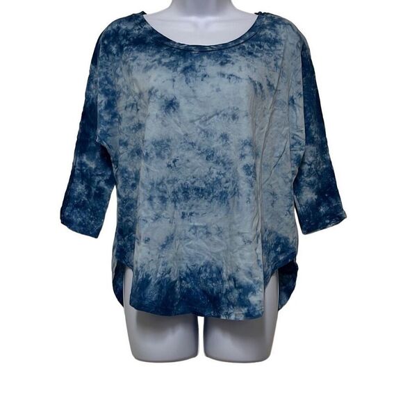 Groceries Apparel Willa Top Blue Tie Dye 100% Organic Cotton XS NWT Oversized - Picture 1 of 9